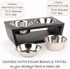 4" Tall Elevated Dog Bowls for Small Dogs, Food and Water Bowl Set by Pawfect Pets (Black)