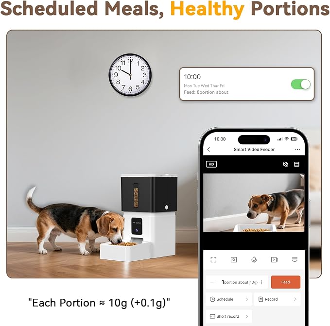 UTCG Automatic Dog Feeder with Camera: 8L/33 Cups 5G WiFi Timed Food Dispenser for Medium Dogs - 1080P HD Night Vision Video Recording 2-Way Audio APP Control | 5G WiFi, for Medium Dogs, 1080P HD Night Vision, Video Recording, 2-Way Audio, APP Control