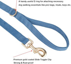Soft Corduroy Dog Collar and Leash Set Adjustable Durable Dog Collars with Metal Buckle and Lead for Medium Dogs,Royal Blue