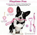 Puppy Supplies Starter Kit, Pink Puppy Essentials for Small Dogs | Bowls, toys, toothbrush, treat pouch and more in one pink puppy kit; ideal welcome home gift for small dogs and new puppies