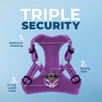 Best Pet Supplies Voyager Adjustable Step-in Flex Breathable Mesh Dog Harness for Small Medium Large Dogs Leash Set (Purple), XL