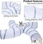EGETOTA Cat Tunnel for Indoor Cats Large, with Play Ball S-Shape 4 Way Collapsible Interactive Peek Hole Pet Tube Toys, Puppy, Kitty, Kitten, Rabbit (S4 - White & Grey)