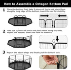 PJYuCien Octagon Playpen Bottom Pad for 24'' Width 8 Panel Pen, Black | Protect Floor, Easy to Move and Clean, Perfect for Puppy, Duck, and Other Small Animals, Hook Connect