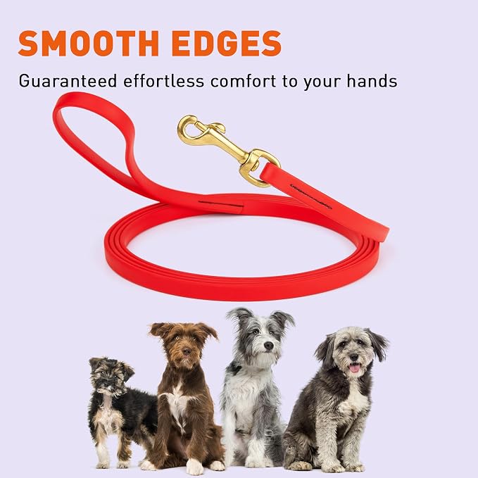 Viper Biothane K9 Working Dog Leash Waterproof Lead for Tracking Training Schutzhund Odor-Proof Long Line with Solid Brass Snap for Puppy Medium and Large Dogs, 15ft Cherry Red