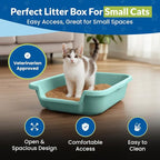 KittyGohere Senior Cat Litter Box Small with Scoop, Apple Green | Open Top Low Entrance Kitty Litter Box With With Long-handle Jumbo Scoop, Lightweight & Durable Litters Box, Made in USA