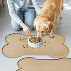PWTAA Dog Food Mat Anti-Slip Silicone Dog Bowl Mat Thicker Pet Placemat Waterproof Cat Feeder Pad with Raised Edge Puppy Kitten Feeding Mats Suitable Small Medium-Sized Dogs Cats Eating Tray - 2PCS
