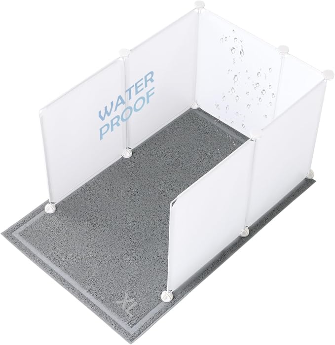 MEEXPAWS Cat Litter Box Enclosure Splash Guard Extra Large 28L × 21.5W x 18H inch, Light Weight Plastic Sheets with Cat Litter Mat Easy Clean (White) | Extra Large Litter Box Pee Shield, DIY Plastic Sheets Easy Clean, Litter Containment, Privacy Screen...