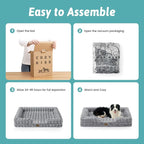 COZY KISS Orthopedic Dog Bed for Extra Large Dog 44x32 inch, XL Faux Fur Pet Sofa, Bolster Foam Bed with Sides, Non-Slip and Egg-Crate Big Dog Couch Bed with Washable Removable Cover, Grey