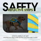 XS Dog Life Jacket, Small Dog Life Vest for Swimming, High Flotation Puppy Swim Vest Lifesaver with Rescue Handle, Adjustable Pet Preserver Lifejacket for Pool Boating, Blue Yellow XS