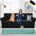 YEMYHOM Couch Cover Latest Jacquard Design High Stretch Sofa Covers for 3 Cushion Couch, Pet Dog Cat Proof Slipcover Non Slip Magic Elastic Furniture Protector (Sofa, Black)