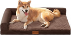 Patas Lague Orthopedic Medium Dog Bed Pet Sofa Beds 30''X20''Brown | L Bolster Egg-Crate Foam Dog Couch For Medium Dogs, Waterproof Removable Washable Cover, Pet Mat with Nonskid Bottom