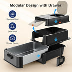 FURTIME Stainless Steel Litter Box with Lid, XL Extra Large Cat Litter Box | Enclosed Drawer Metal Litter Boxs with High Sided, Include Scoop & Mat, Front & Top Entry, Odor Free, Non-Stick
