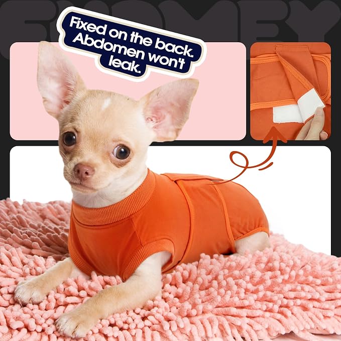 FUAMEY Dog Recovery Suit Male,Dogs Surgery Neuter Suits Puppy Spay Shirts for Female Protect Dog's Skin Anti Licking Abdominal Wounds Doggie Onesie Pet Bodysuit Alternative to Cone Orange L