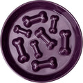 Ceramic Slow Feeder Dog Bowls, Ceramic Slow Feeder Maze Dog Food Bowl, Slow Eating Dog Bowl and Slow Feeder Dog Bowl Anti-Choking for Daily Pet Feeding （Purple Bone）