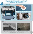 PETSFIT Portable Dog Playpen 36", Removable Waterproof Mat, Zippered Roof | 3-Second Setup, Collapsible Storage, RV Camping Travel, Indoor Outdoor Use, Medium Dogs and Cats, 36"L x 36"W x 21"H