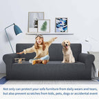 MAXIJIN Stretch Loveseat Sofa Slipcovers 1 Piece Love Seat Couch Covers for 2 Cushion Couch Non Slip Sofa Cover Washable Dog Cat Proof Furniture Protector Pet Friendly (Loveseat, Gray)