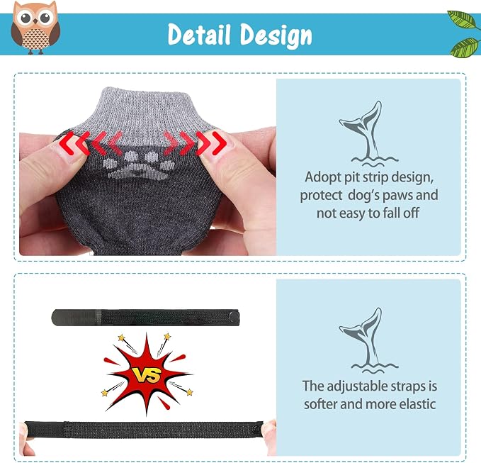 SCENEREAL Anti Slip Dog Sock to Prevent Licking Paws for Hardwood Floors, Boots & Paw Protector Shoes for Hot/Cold Pavement with Grippers, Double Sides Grips for Small Medium Large Senior Dogs