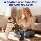 ENONCI Airtight Dog Treat Canister, 304 Stainless Steel Food Storage Jar with Date Dial Black-1.8L