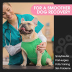 FUAMEY Dog Recovery Suit Male,Dogs Surgery Neuter Suits Puppy Spay Shirts for Female Protect Dog's Skin Anti Licking Abdominal Wounds Doggie Onesie Pet Bodysuit Alternative to Cone Green Stripes L