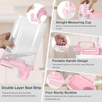 Dog Cat Food Storage Container with Cup (Pink, 2.5L) | Pet Food Pourable Container Airtight with Large Spout, BPA-Free Plastic Food Dispenser for Pet Food, Bird Seed, Rice, Flour
