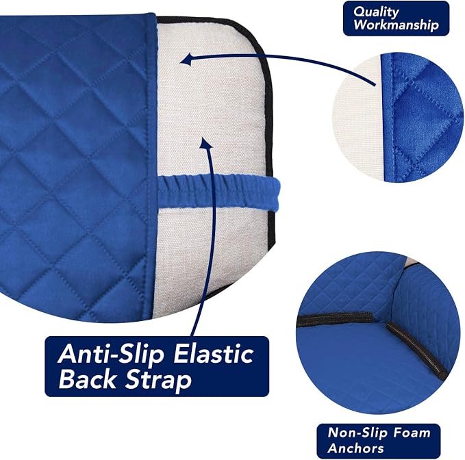 PureFit Reversible Quilted Sofa Cover, Water Resistant Slipcover Furniture Protector, Washable Couch Cover with Non Slip Foam and Elastic Straps for Kids, Pets (X Large, Classic Blue/Ivory) | Classic Blue/Ivory, Water Resistant Couch Protector, Washabl...