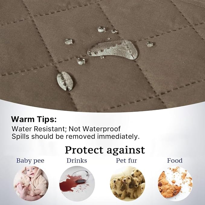 H.VERSAILTEX Reversible Loveseat Cover Water Resistant Furniture Protector for Dog Non Slip Couch Cover with Elastic Strap Washable Loveseat Slipcover Seat Width to 46"(Loveseat, Taupe Brown/Beige)