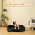 Dwanton Orthopedic Dog Bed for Medium Dogs with Gel Memory Foam, Waterproof Dog Sofa, Washable Pet Bed with Four Sided Bolster Cushion, Removable Cover & Non-Slip Bottom, 28", Green