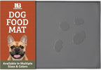 Leash Boss Dog Food Mat - Waterproof Non-Slip Dog Bowl Mat - Raised Lip Spill Containment Pet Feeding Pad - Dishwasher-Safe Silicone Tray - XXL, 30" x 22", Gray