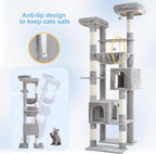 Hey-brother Cat Tree Tower with Multi-Level Duty Scratching Posts, 0MPJ039W | 80.7 Inches XL Cat Furniture with Large Platforms, Cozy Condos, Big Hammock, Toy Balls for Indoor Adult Cats, Light Gray