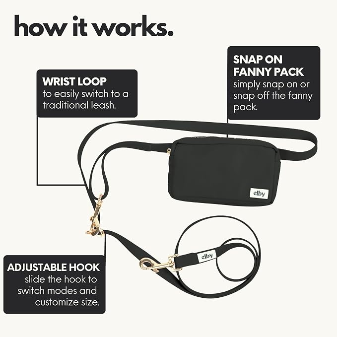 Hands Free Dog Leash with Treat Pouch - Waterproof Cross Body and Waist Leash for Dog Walking and Training with Poop Bag Holder - Cute Walking Accessories