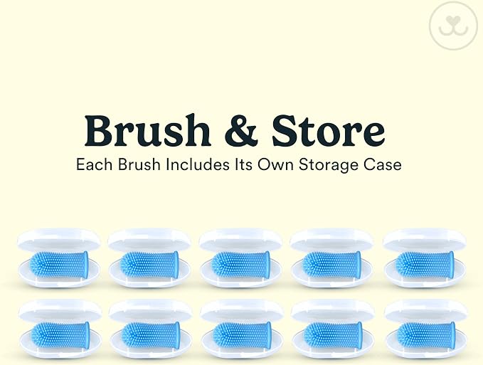 Jasper Dog Toothbrush, 360° Finger Toothbrush for Dogs & Cats, Blue 10-Pack | 12x More Bristles, Teeth Cleaning Kit for Small & Large Pets, Toothpaste Not Included, Fights Bad Breath, Extra Soft Silicone