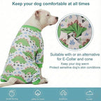 LovinPet Large Dog Pajamas, Four-Leg Stretch Onesie Bodysuit, Lightweight UV-Shielding Pajamas, Anti-Lick Calming Recovery Suit for Surgery, Pull-On for Medium and Large Breeds,White Green,XL