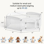 DUMOS Dog Playpen 6 Panels 24" Plastic Exercise Indoor Pen with Door Small Puppy, Medium Dogs Animal Pet Fence for Outdoor, Garden, Yard, RV Camping, White
