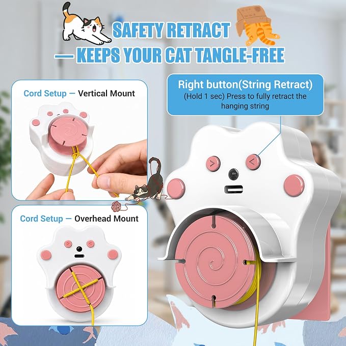Interactive Cat Toys for Indoor Cats, Automatic Flying Bird & Mouse | Chase Exercise Enrichment Stimulation, USB Large-capacity Rechargeable Electric Door Hanging Toy for Bored Kitten & Adult Cat