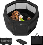 PETSFIT Portable Dog Playpen 36", Removable Waterproof Mat, Zippered Roof | 3-Second Setup, Collapsible Storage, RV Camping Travel, Indoor Outdoor Use, Medium Dogs and Cats, 36"L x 36"W x 21"H