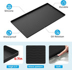 URMONA 34 x 19 in Waterproof Silicone Under Sink Mat, Cabinet Protector | Charcoal , Under Kitchen Sink Mat, Kitchen Cabinet Liner, Bathroom Sink Protector, Pet Food Mat and Cat Litter Mat