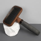 Premium Bamboo Slicker Brush for Dogs & Cats, Wooden Pet Grooming Brush with Soft Stainless Steel Pins & TPR Comfort Grip Handle, Removes Loose Hair, Mats & Tangles