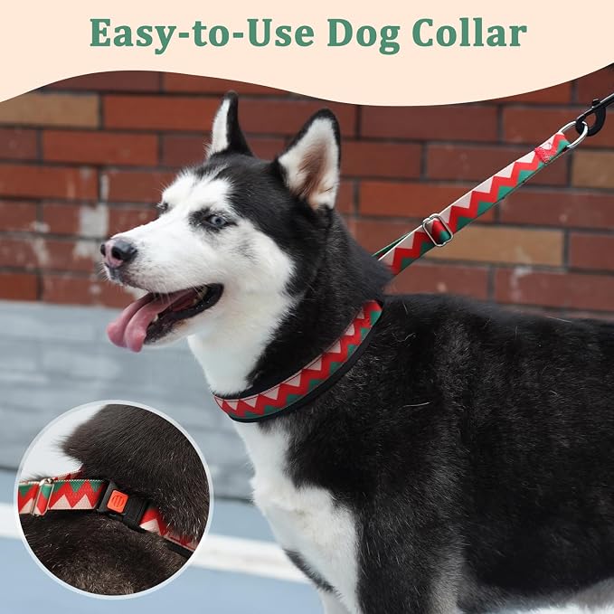 Mayerzon No Pull Dog Prong Collar Martingale, Personalized Pinch Collar | with Geometric Patterns for Large Medium Small Dogs for Walking Training Festival, Easy to Use(Ethnic Green, L)