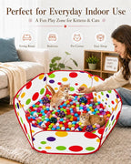 Cat Ball Pit with 227 Pcs Interactive Cat Toys, Enrichment Toys for Bored Indoor Cats Self Play, Include Pom Pom Balls Jingle and Crinkle Balls, Springs and Mice Toy for Kitten Fun and Exercise