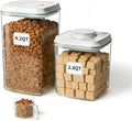 Dog Food Storage Containers Set, 4.2 QT with 130 ml Scoop & 2.8 QT, Airtight BPA-Free | Stackable Pop Lid Plastic Containers for Kibble & Pet Treats