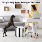 Newget 15lb Airtight Stainless Steel Dog Food Storage Container with Scoop | Large Metal Pet Food Containers Set with Sealed Lid, Metal Lock for Easy Open and Close, Keeps Fresh for Cat / Dog Food