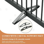 PUPETPO Freestanding Dog Gates with Door Walk Through, Pet Gate for Stairs, 80 inch Wide Gates Indoor, Dog Fences Indoor, Support Feet Included, 4 Panels, 32" Tall, Grey