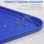 SMILOOL Silicone Pet Food Mat with Raised Edge for Food and Water Bowl, Dog Feeding Mats, Cat Food Trays for Floor Waterproof, Rubber Tray for Dogs and Cats, 22 x 14 x 0.8 Navy Blue
