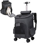 Wheeled Pet Carrier Backpack Pet Stroller, Travel Carrier, Car Seat for Small Dogs Cats Puppies, Comfort Cat Backpack Removable Rolling Wheels – Mesh Ventilation Windows (Black)