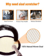 Large Cat Self Groomer, Heavy Woven Sisal Pad with Mouse Toy | Easy To Clean, Enhanced Brush Holder, Durable Sisal Base, Durable Brush, Cat Face Scratchers, Cat Body Massager, Black
