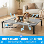 Elevated Dog Bed Raised Cooling Dog Cot for Large Dogs, Portable Indoor & Outdoor Pet Bed with No-Slip Feets Breathable Mesh Pet Bed for Camping Outdoor