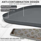 SMILOOL 36" x 24" x 1" Extra Large Silicone Pet Food Mat with Raised Edge for Food and Water Bowl, Dog Feeding Mats, Cat Food Trays for Floor Waterproof, Rubber Tray for Dogs and Cats, Dark Gray