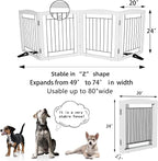 Dog Fence Indoor,Dog Gate Indoor for Doorway pet gate -4-Panel Freestanding, Hallways, House or Stairs -80x24-Inch Retractable Foldable Expandable Wood Pet by SFJC (White)
