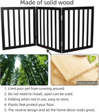 ZJSF Freestanding Indoor Dog Gate for House Foldable Wood Black Puppy Gate for Doorways Pet Gate for Stairs Extra Wide Pet Fence 24" Height 3 Panels