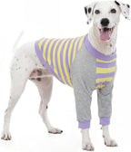 FUAMEY Dog Recovery Sleeve with Elbow Protector, Purple Stripes L | Stop Licking Joints, Alternative to Cones, Long Sleeve Suit, Protecting Dog's Front Leg Arm Wounds, Cover Skin Conditions